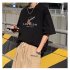 Men Summer Short Sleeves T shirt Round Neck Fashion Printed Pullover Tops Large Size Casual Loose Shirt black L