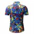 Men Summer Short Sleeves T shirt Fashion Hawaiian Printing Lapel Tops Casual Large Size Beach Shirts dark brown L