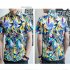 Men Summer Short Sleeves T shirt Fashion Hawaiian Printing Lapel Tops Casual Large Size Beach Shirts dark brown L