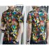 Men Summer Short Sleeves T shirt Fashion Hawaiian Printing Lapel Tops Casual Large Size Beach Shirts dark brown L