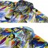 Men Summer Short Sleeves T shirt Fashion Hawaiian Printing Lapel Tops Casual Large Size Beach Shirts dark brown L