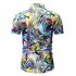Men Summer Short Sleeves T shirt Fashion Hawaiian Printing Lapel Tops Casual Large Size Beach Shirts dark brown L