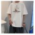 Men Summer Short Sleeves T shirt Round Neck Fashion Printed Pullover Tops Large Size Casual Loose Shirt White L