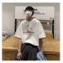 Men Summer Short Sleeves T shirt Round Neck Fashion Printed Pullover Tops Large Size Casual Loose Shirt White 3XL