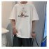 Men Summer Short Sleeves T shirt Round Neck Fashion Printed Pullover Tops Large Size Casual Loose Shirt White 3XL