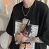 Men Summer Short Sleeves T shirt Trendy Round Neck Pullover Tops Retro Cartoon Printing Loose Casual Shirt White 4XL