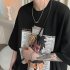 Men Summer Short Sleeves T shirt Trendy Round Neck Pullover Tops Retro Cartoon Printing Loose Casual Shirt White 4XL