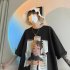 Men Summer Short Sleeves T shirt Trendy Round Neck Pullover Tops Retro Cartoon Printing Loose Casual Shirt White 4XL