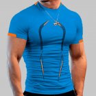 Men Summer Short Sleeves T-shirt Fashion Breathable Quick-drying Slim Fit Tops For Sports Fitness Training sapphire blue XL