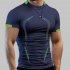 Men Summer Short Sleeves T shirt Fashion Breathable Quick drying Slim Fit Tops For Sports Fitness Training sapphire blue 2XL