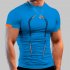 Men Summer Short Sleeves T shirt Fashion Breathable Quick drying Slim Fit Tops For Sports Fitness Training sapphire blue 2XL