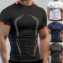 Men Summer Short Sleeves T shirt Fashion Breathable Quick drying Slim Fit Tops For Sports Fitness Training light grey 2XL