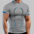 Men Summer Short Sleeves T shirt Fashion Breathable Quick drying Slim Fit Tops For Sports Fitness Training light grey 2XL