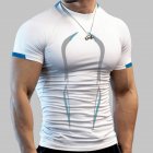 Men Summer Short Sleeves T-shirt Fashion Breathable Quick-drying Slim Fit Tops For Sports Fitness Training White S