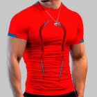 Men Summer Short Sleeves T-shirt Fashion Breathable Quick-drying Slim Fit Tops For Sports Fitness Training red M
