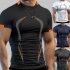Men Summer Short Sleeves T shirt Fashion Breathable Quick drying Slim Fit Tops For Sports Fitness Training red M
