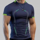 Men Summer Short Sleeves T-shirt Fashion Breathable Quick-drying Slim Fit Tops For Sports Fitness Training navy blue S