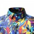 Men Summer Short Sleeves T shirt Fashion Hawaiian Printing Lapel Tops Casual Large Size Beach Shirts White S