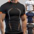 Men Summer Short Sleeves T shirt Fashion Breathable Quick drying Slim Fit Tops For Sports Fitness Training navy blue XL