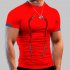 Men Summer Short Sleeves T shirt Fashion Breathable Quick drying Slim Fit Tops For Sports Fitness Training black L