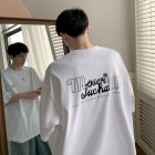 Men Summer Short Sleeves Tops Fashion Letter Printing Round Neck T-shirt Loose Casual Shirt White S