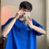 Men Summer Short Sleeves Tops Fashion Letter Printing Round Neck T shirt Loose Casual Shirt dark green S