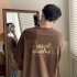 Men Summer Short Sleeves Tops Fashion Letter Printing Round Neck T shirt Loose Casual Shirt dark green S