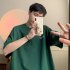Men Summer Short Sleeves Tops Fashion Letter Printing Round Neck T shirt Loose Casual Shirt dark green S