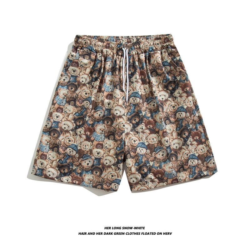 Men Summer Shorts Hawaiian Style Printing Straight Pants Loose Casual Breathable Quick-drying Beach Shorts K2162 M