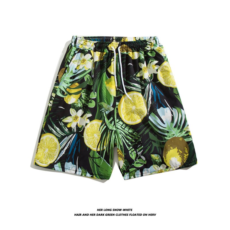 Men Summer Shorts Hawaiian Style Printing Straight Pants Loose Casual Breathable Quick-drying Beach Shorts K2163 M