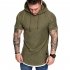 Men Summer Simple Solid Color Hooded Breathable Sports T shirt Army Green M