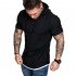 Men Summer Simple Solid Color Hooded Breathable Sports T shirt Dark gray L