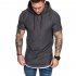 Men Summer Simple Solid Color Hooded Breathable Sports T shirt Dark gray L
