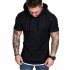 Men Summer Simple Solid Color Hooded Breathable Sports T shirt black 2XL