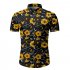 Men Summer Spring Flower Printing Fashion Soft Cotton Breathable Slim Shirt Top Photo Color XL