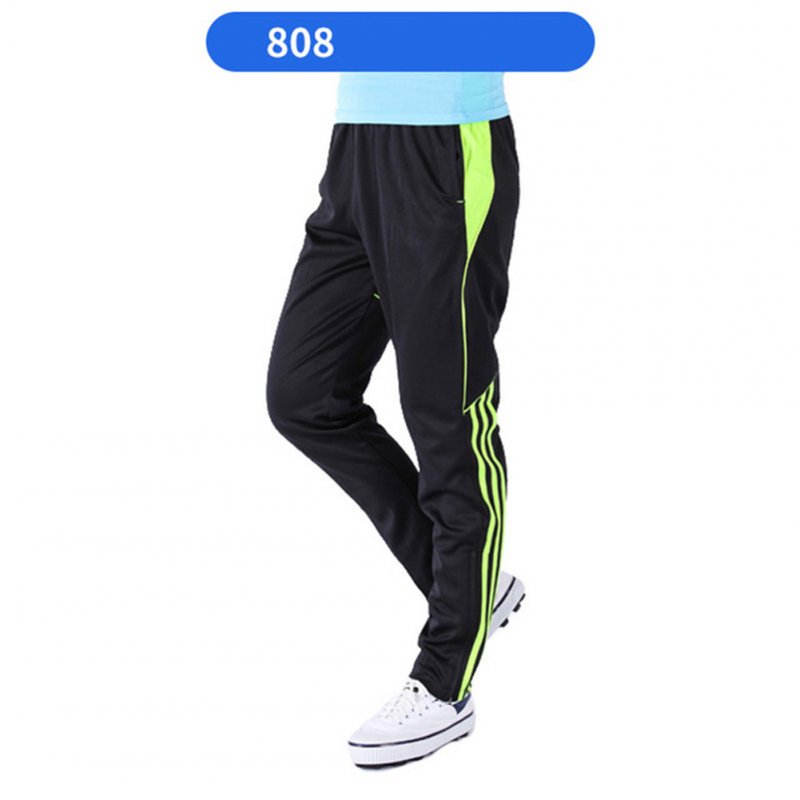 Men Summer Training Pants Breathable Running Football Long Fashion Sports Pants 808-fluorescent green_L