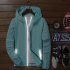 Men Sun Protection Coat Solid Color Quick drying Hooded Sunscreen Shirt With Reflective Strip 615 water orchid XXXL
