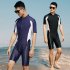 Men Sun Protective Swimsuit Short Sleeves Upf50  Front Zipper Sunscreen Diving Suit For Swimming Surfing black XL
