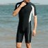 Men Sun Protective Swimsuit Short Sleeves Upf50  Front Zipper Sunscreen Diving Suit For Swimming Surfing Navy blue M