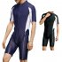 Men Sun Protective Swimsuit Short Sleeves Upf50  Front Zipper Sunscreen Diving Suit For Swimming Surfing Navy blue 2XL