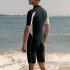 Men Sun Protective Swimsuit Short Sleeves Upf50  Front Zipper Sunscreen Diving Suit For Swimming Surfing Navy blue 2XL