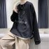 Men Sweatshirts Round Collar fashion Oversized  Small Dinosaur Print Long Sleeve Shirt Black M