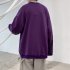 Men Sweatshirts Round Collar fashion Oversized  Small Dinosaur Print Long Sleeve Shirt Purple M