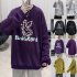Men Sweatshirts Round Collar fashion Oversized  Small Dinosaur Print Long Sleeve Shirt Purple  XL