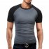 Men T Shirt Round Neck Pullover Contrast Color Tops Fashion Slim Fit Short Sleeve Shirts black with dark grey L