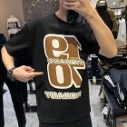Men T-shirt Fashion Letters Printing Summer Round Neck Short Sleeves Tops Casual Large Size Shirt black 2XL