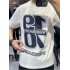 Men T shirt Fashion Letters Printing Summer Round Neck Short Sleeves Tops Casual Large Size Shirt black 3XL