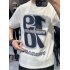 Men T shirt Fashion Letters Printing Summer Round Neck Short Sleeves Tops Casual Large Size Shirt black 4XL