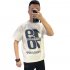 Men T shirt Fashion Letters Printing Summer Round Neck Short Sleeves Tops Casual Large Size Shirt black 3XL