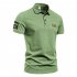 Men  T shirt Summer Fashion Outdoor Style Label Printing Short sleeved Lapel Shirt Light olive XL